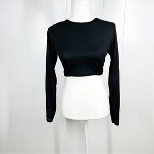 Boohoo Black Cropped Thin Long Sleeve Top 8